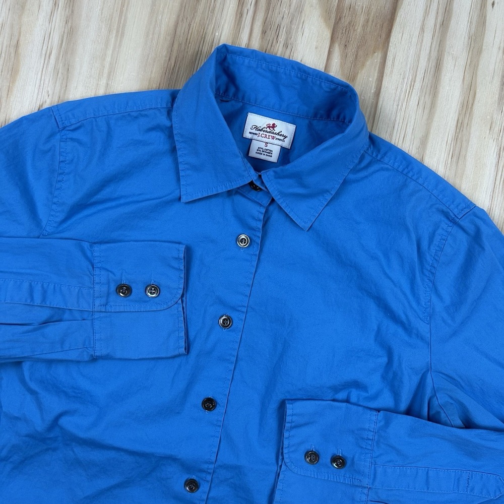 J.Crew Women's Small Blue Haberdashery Button Shirt Cotton Blend Casual